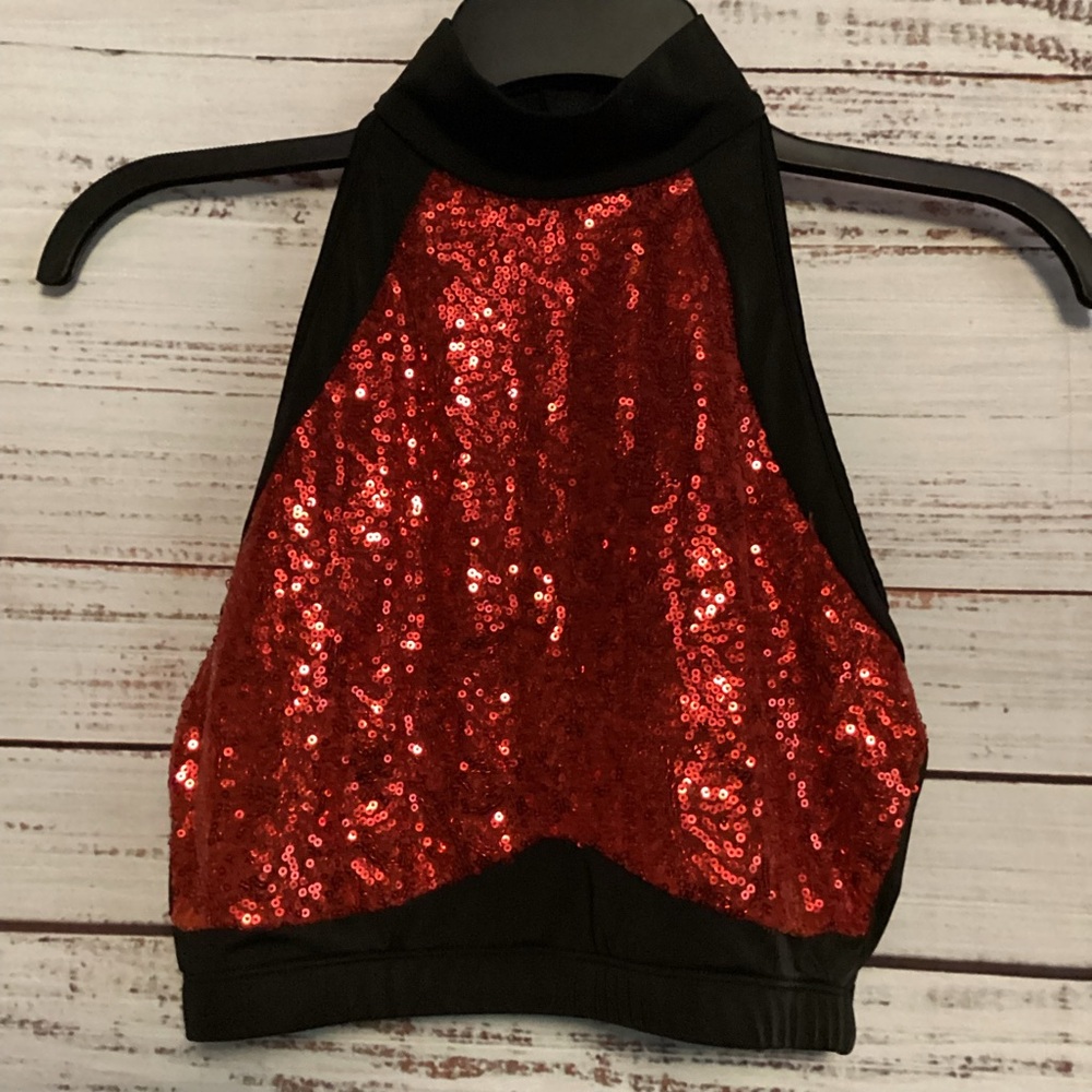 Red Sequin sleeveless Top